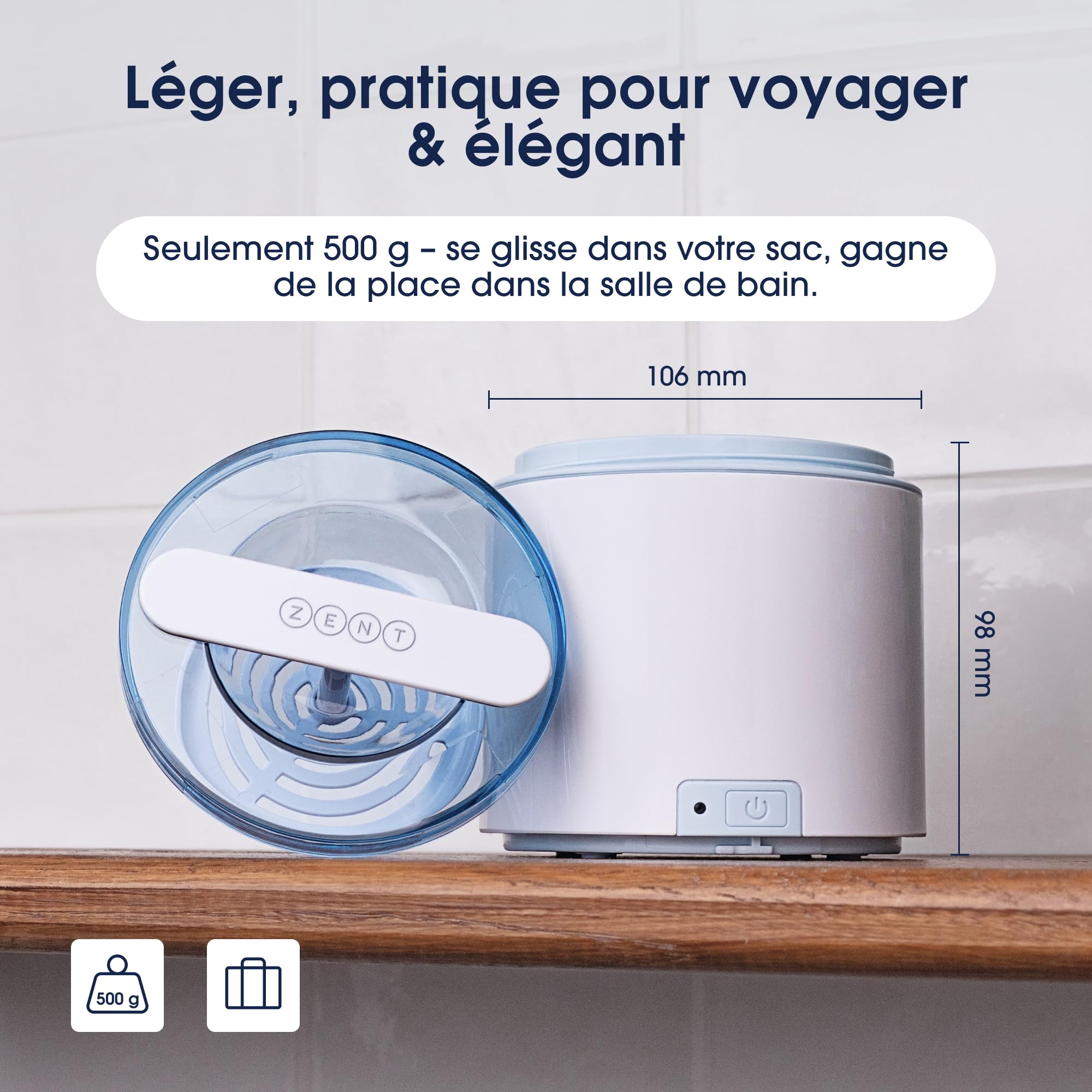 ZENT SoniQWave Nettoyeur ultrasons 200ml, Bac ultrason pour Prothèses Dentaires, Aligneurs orthodontiques, Nettoyant bijoux - Technologie de nettoyage à 360°, Idéal pour voyager, Dispositif médical