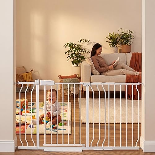 Miniatura 29 de Puerta estrecha de paso para bebés de 24.02-29.13 pulgadas de ancho con cierre automático por tensión, puerta de seguridad para niños y mascotas de