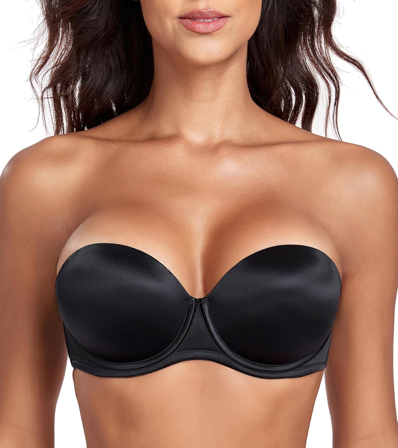 Lemorosy Strapless Push Up Bras for Women Underwire Thick Padded Multiway Convertible Everyday Bra
