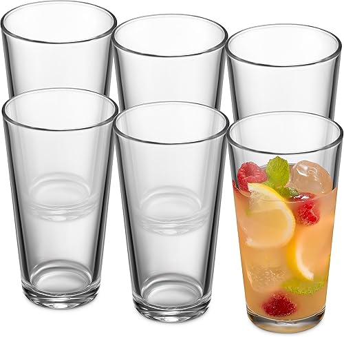 Miniatura 2 de Glavers Juego de 6 vasos de vidrio Highball de 157 onzas de alta calidad elegante refrigerador Collins Para tu bara agua cerveza jugo té helado y