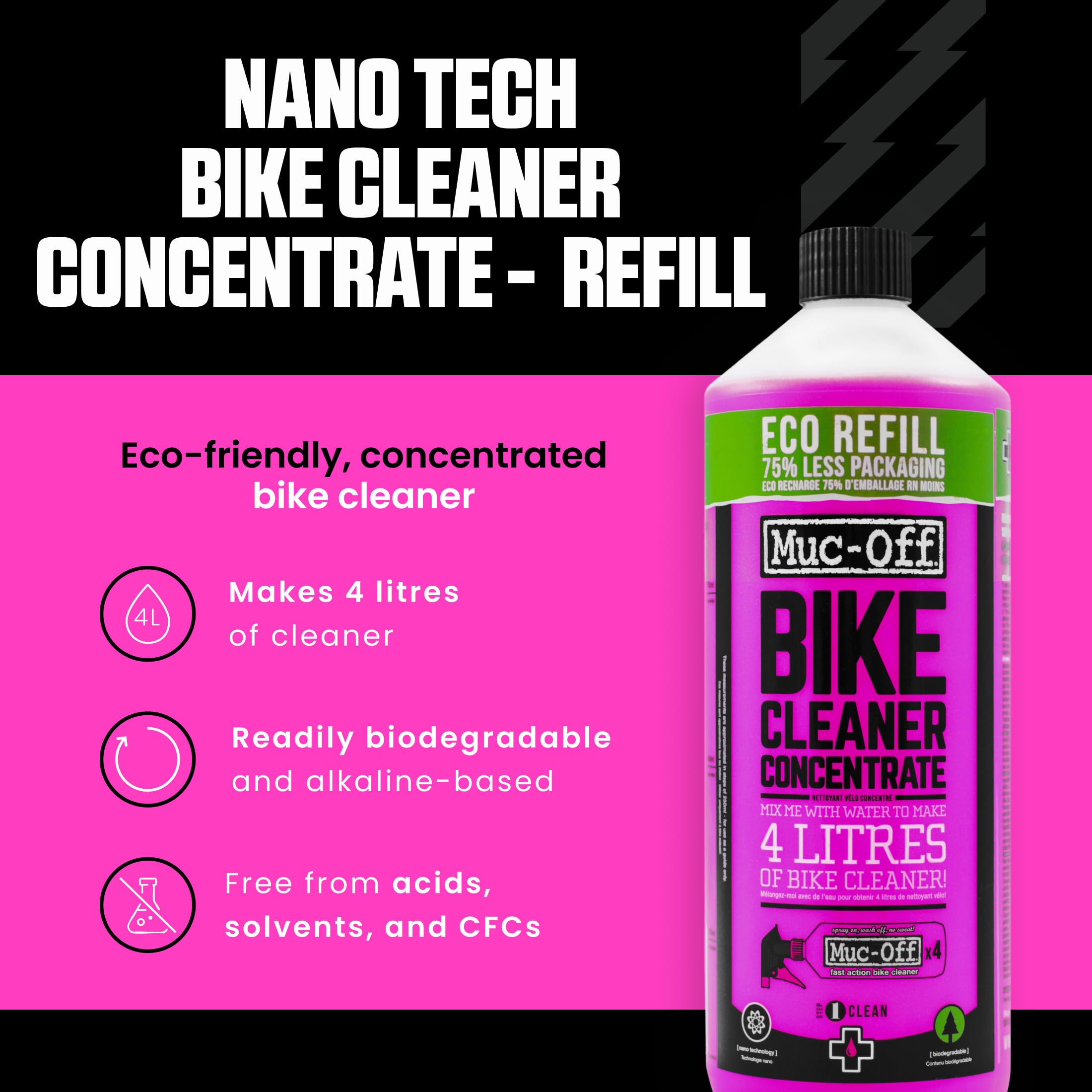 Muc-Off Nano Gel Detergente Bici Concentrato 1 l Ricarica Biodegradabile Azione Rapida