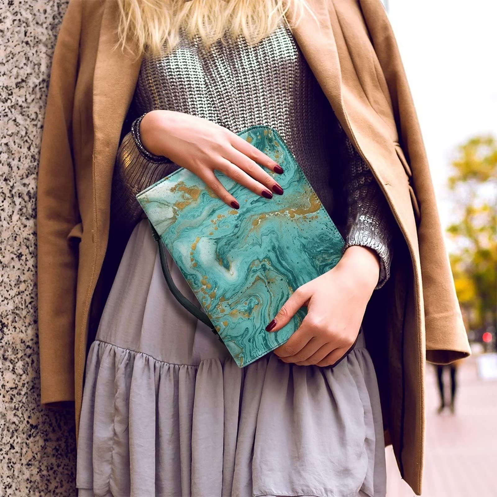 STUOARTE Rits Bijbel Cover Marmer Gedrukt Bijbel Case Lederen Bijbel Cover met Handvat & Pen Slot Boek Cover Bijbel Covers Boeken Organizer Waterdichte Bijbel Tas Bakken voor Vrouwen Mannen Kinderen
