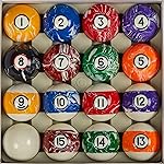 Collapsar Deluxe Billiard Pool Ball Marble-Swirl Style 2-1/4 Inch Regulation Size Complete 16 Pool Balls Billiard Set (Several Style Available) (White Marble with Black Circle)