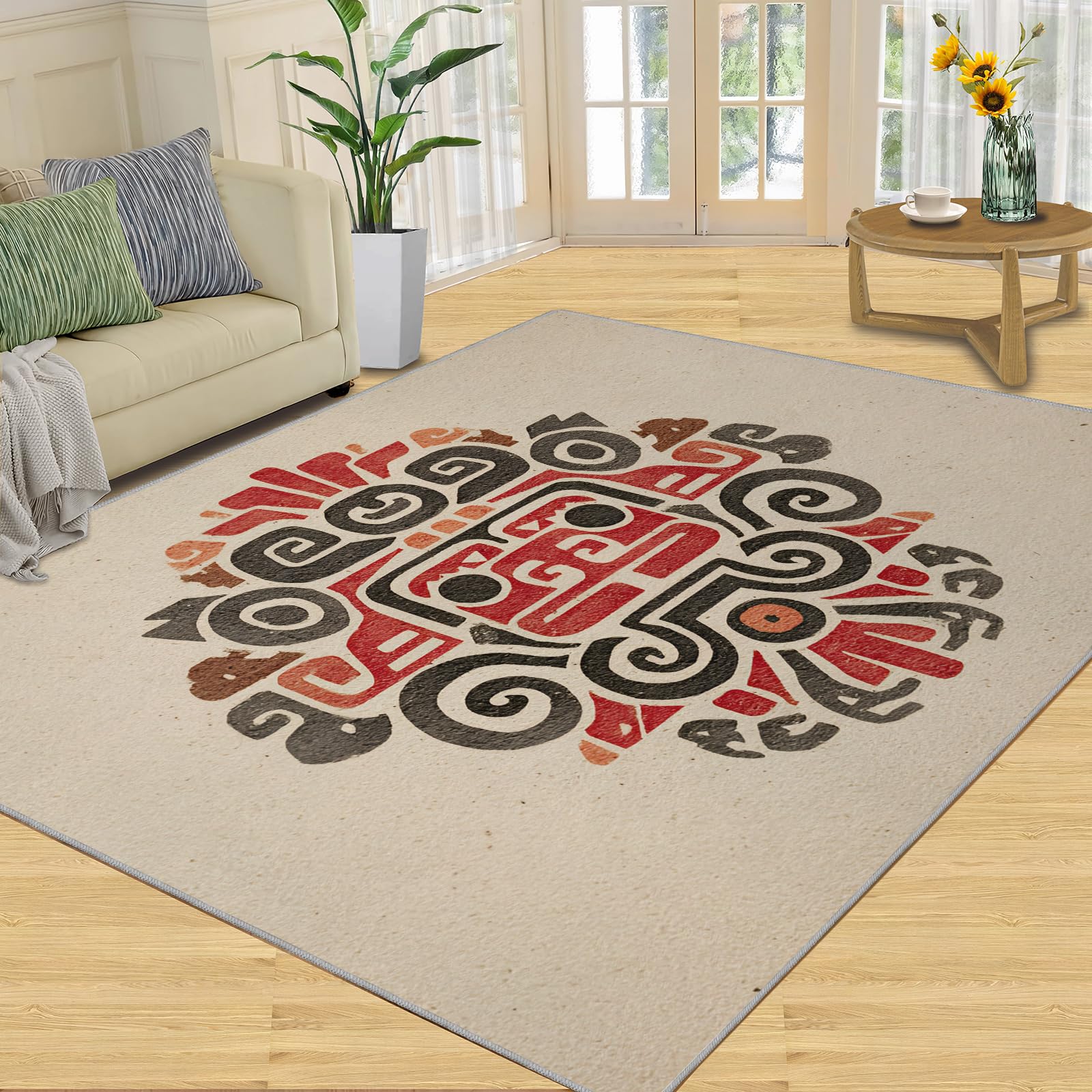 Tapis de salon doux et antidérapant style amérindien pour chambre rustique
