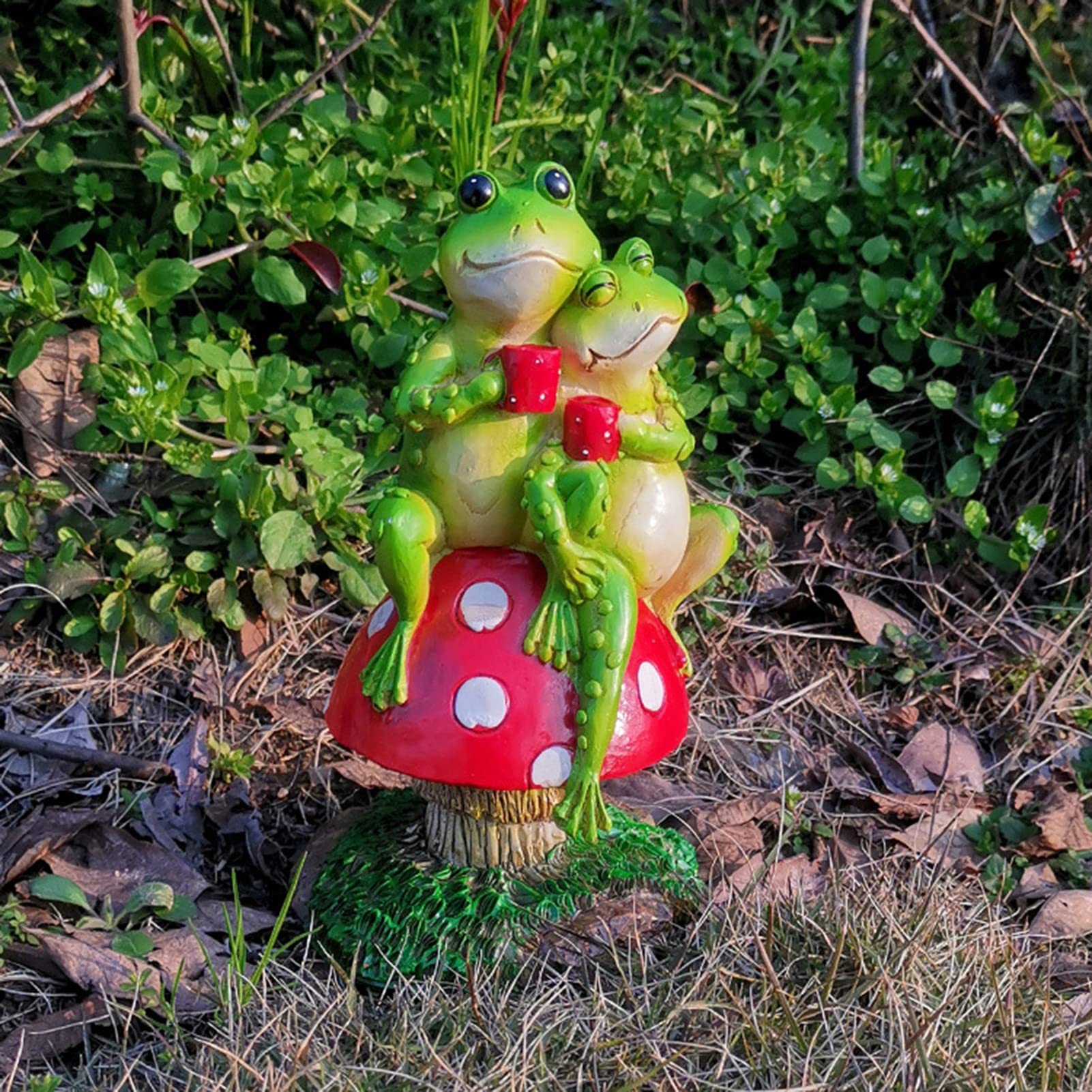 MFFIRE Statuette da Giardino, Coppia Rana Scultura,Regali di San Valentino, Piccoli Animali Resina Statua Decorazione per Patio, Prato, Cortile, Portico