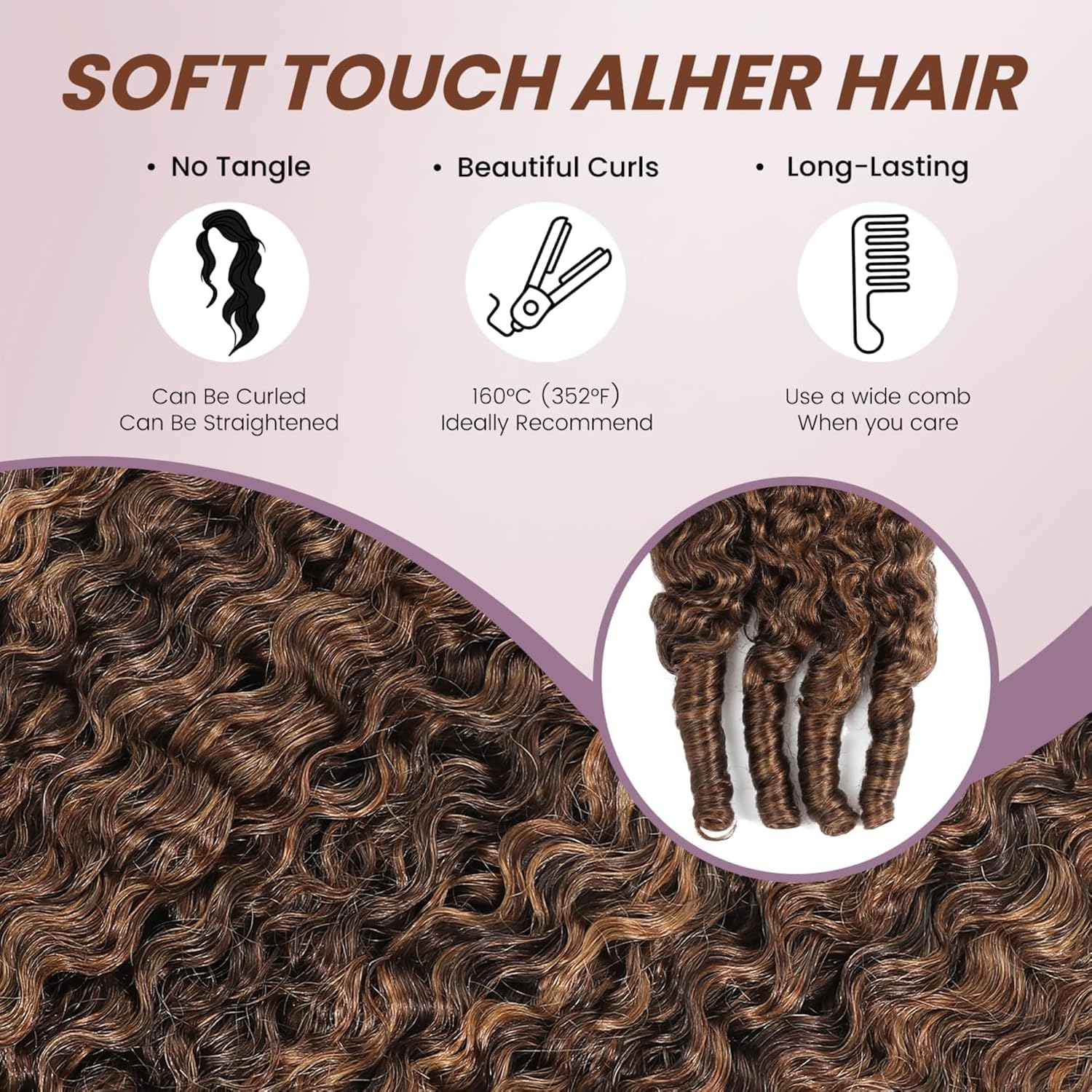 ALHER P4/27 Burmese Curly Bundles Human Hair 20 22 24 Inch, 15A Honey Blonde Highlight Colored 3 Bundles 3c4a Water Wave with Spiral Curly End, 100% Unprocessed Raw Hair Thick Ombre Weave for Women