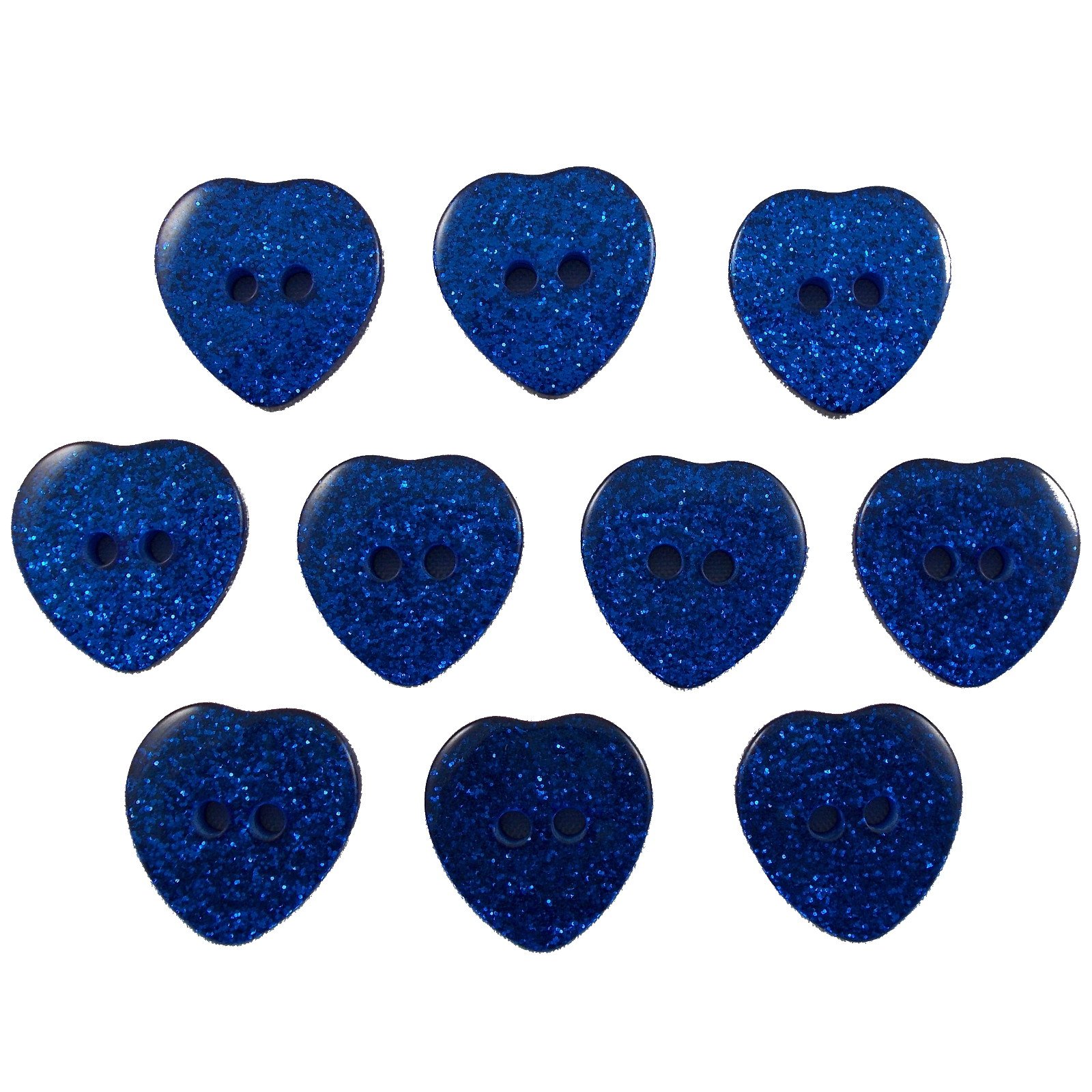 Push The Button Blue Colour Glitter Heart Shape Buttons 15Mm (, 10)