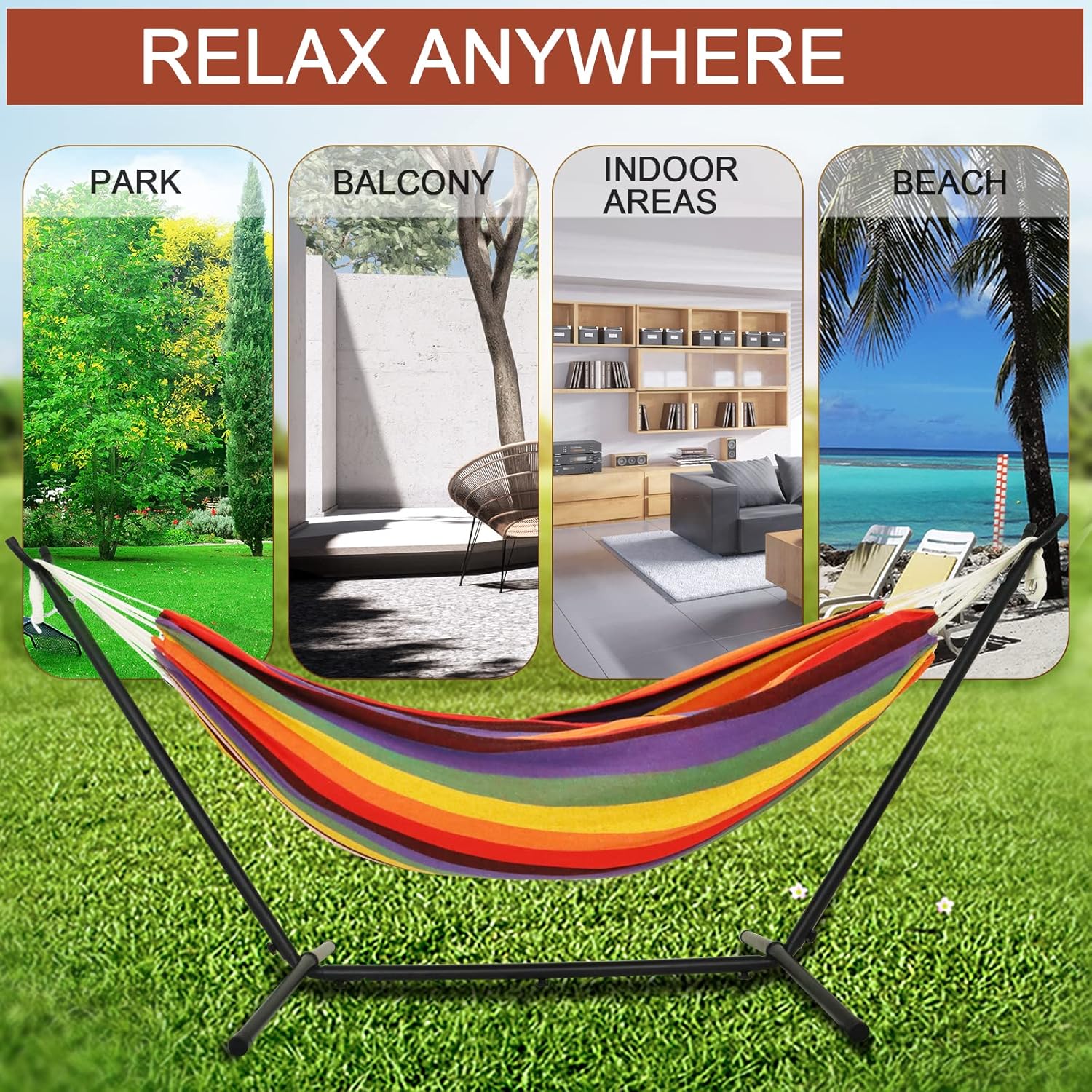 Grecodown Hammock with Stand, 450 lbs Weight Capacity Steel Hammock, Portable Hammock with Space Saving Carrying Bag for Indoor Outdoor Patio : Patio, Lawn & Garden