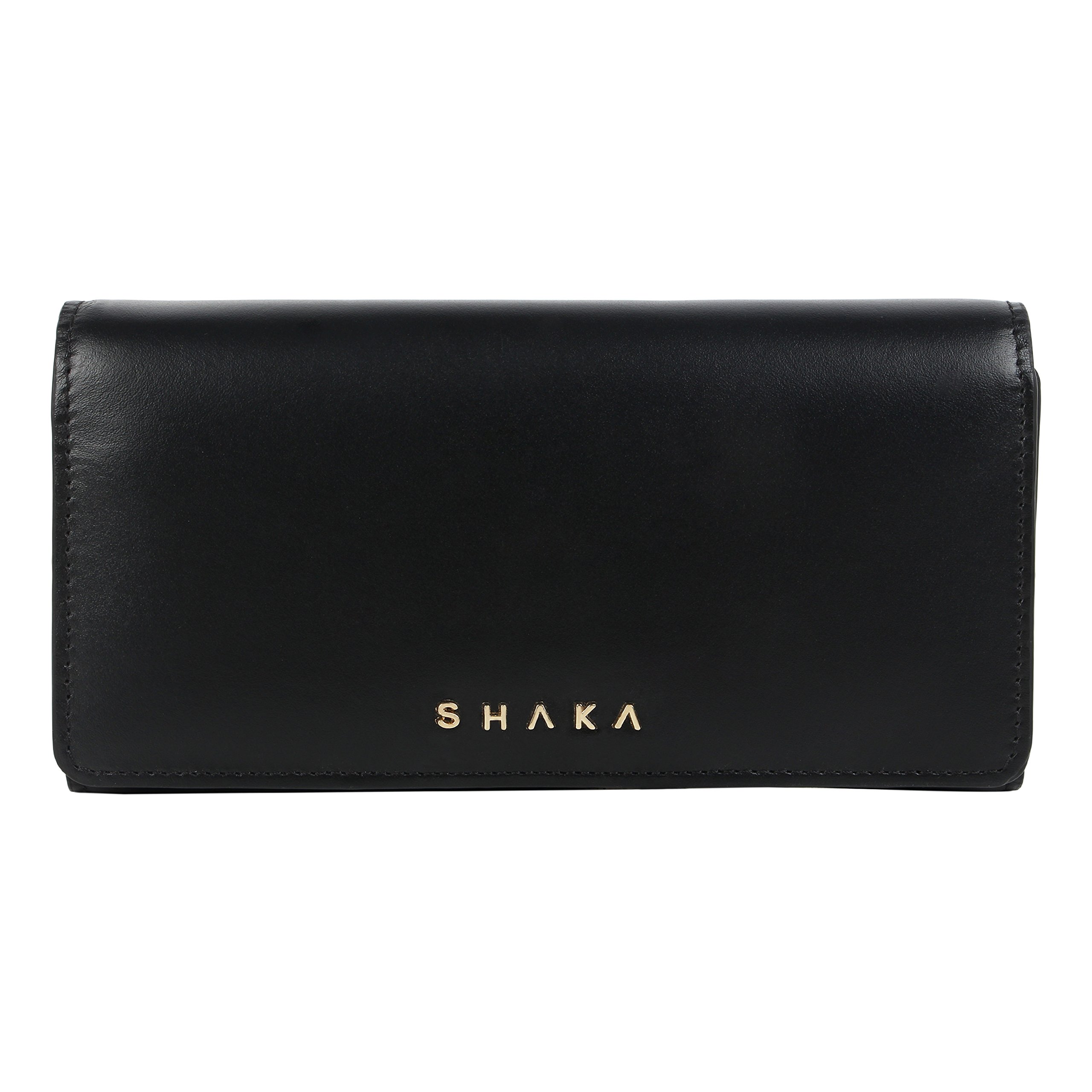 SHAKA Neatfolds Card/Currency/Keys/Lipgloss Organiser Essential Women's Leather Wallet Wristlet Black