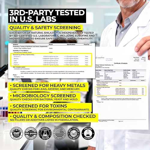 Miniatura 5 de NATURAL SHILAJIT Resina (0.71 oz)  Altai Shilajit genuino para hombres y mujeres, complejo bioactivo verificado por DBP, minerales traza y