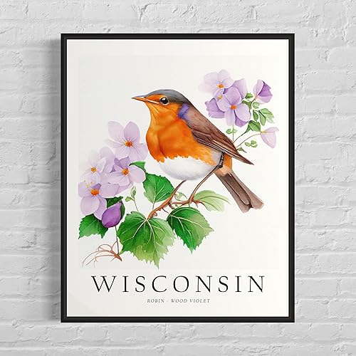 Vista 37 de Impresión artística del árbol del estado de Wisconsin, póster de Wisconsin para decoración de pared, póster de viaje de mapa del estado de Wisconsin
