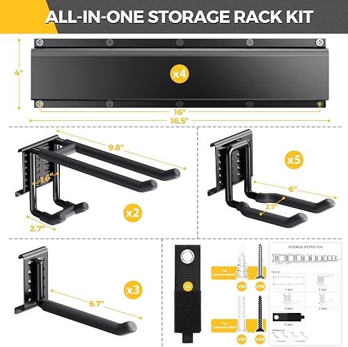 LBT 66 Inch Garage Tool Organizer Wall Mount - 720lb Heavy Duty Garden Tool Storage Rack with 10 Hooks LBT 66 Inch Garage Tool Organizer Wall Mount - 720lb Heavy Duty Garden Tool Storage Rack with 10 Hooks