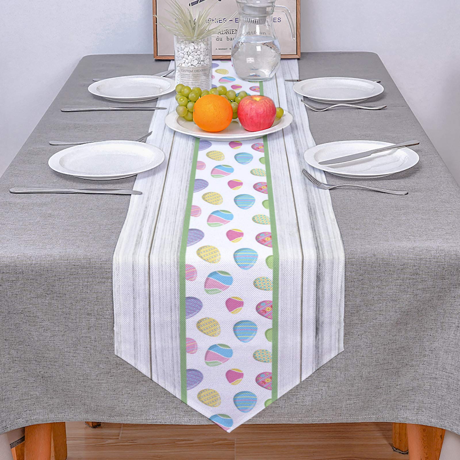 Szczęśliwy Wielkanocny Drewno Zbożowe Biegacze, Domowe dekoracje Easter Nowoczesne obrusy Party Decor Stół Biegacz Wystrój stołu(46x183cm)