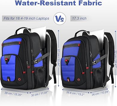 Z-MGKISS Extra Large Gaming Backpack, 18.4-19 Laptop Compartment, TSA-Approved Carry-On, College Business Travel Daypack for Men (Blue)