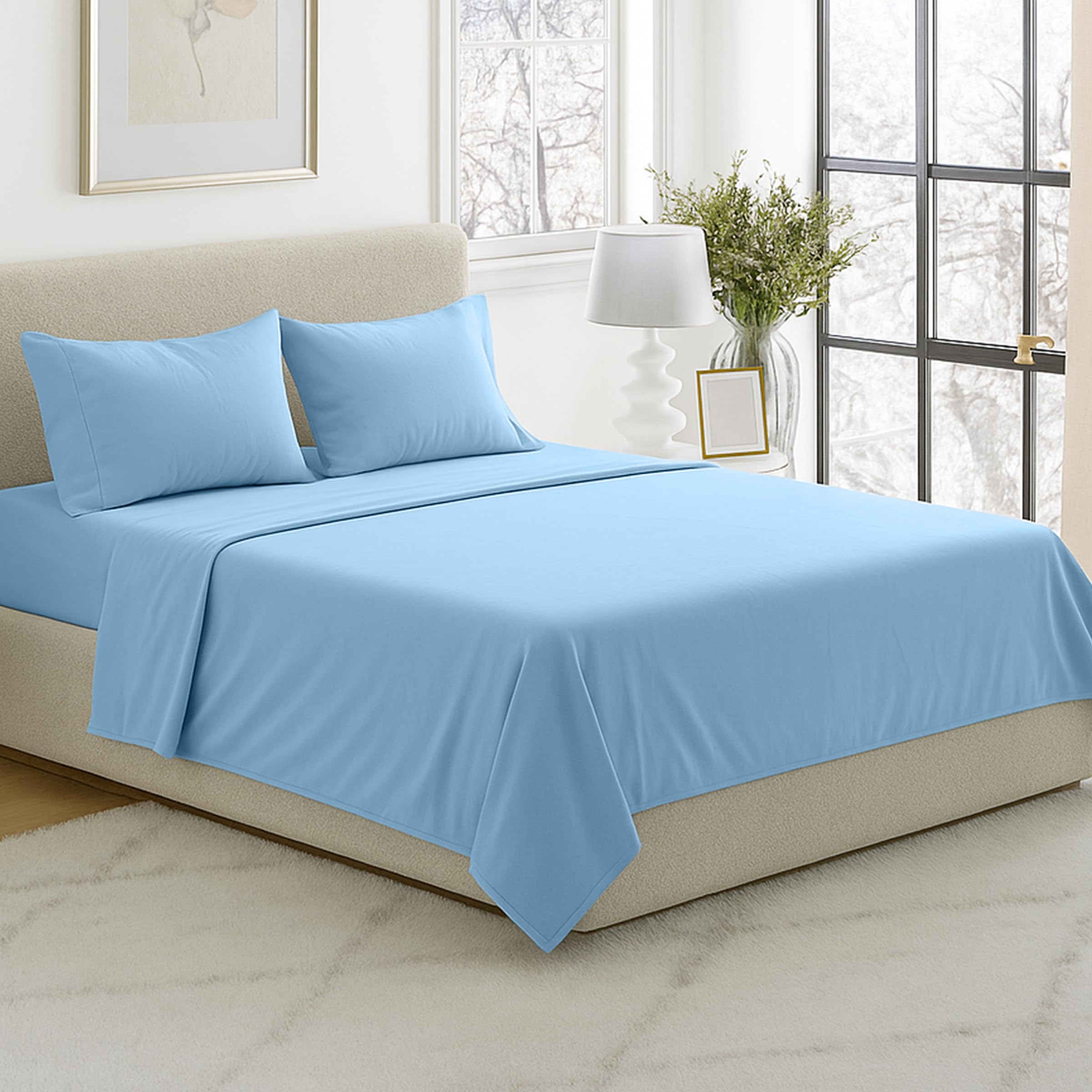 Lavish Home Blue Brushed Microfiber Sheet Set, Queen,