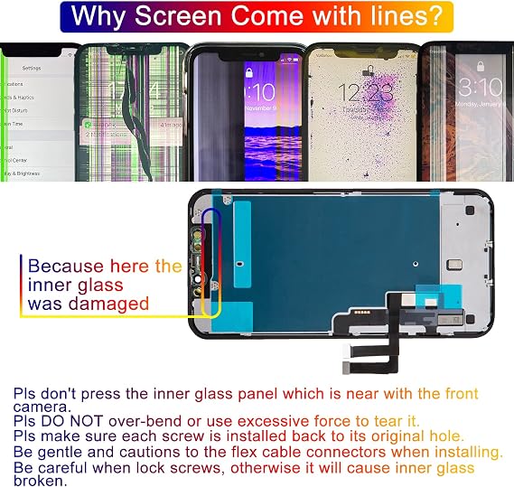 Screen Replacement for iPhone 11 6.1, 3D Touch Display Full Repair kit, Digitizer Assembly with Tools Set, Tempered Glass, Instruction