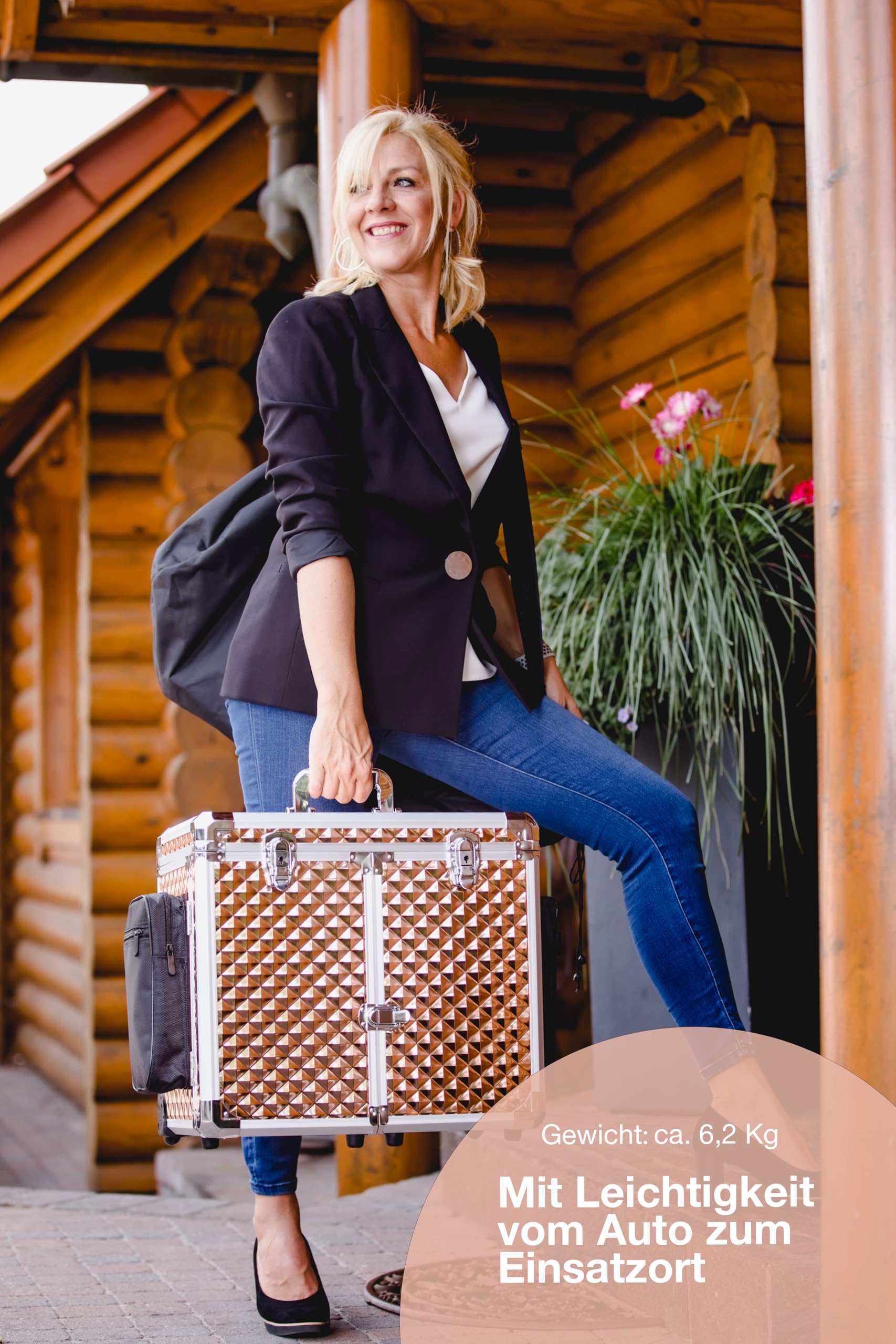 Fußpflegekoffer Mobile-Fußpflege, Glamour Rosagold | Leicht & Robust, Elegantes Design, Effiziente Organisation, Mühelose Mobilität, Perfekt für Fußpflegedienst und Hausbesuche
