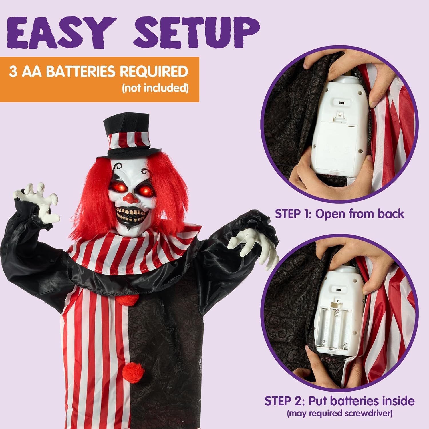 Geluid geactiveerd] 70 inch Grote Halloween Clown
