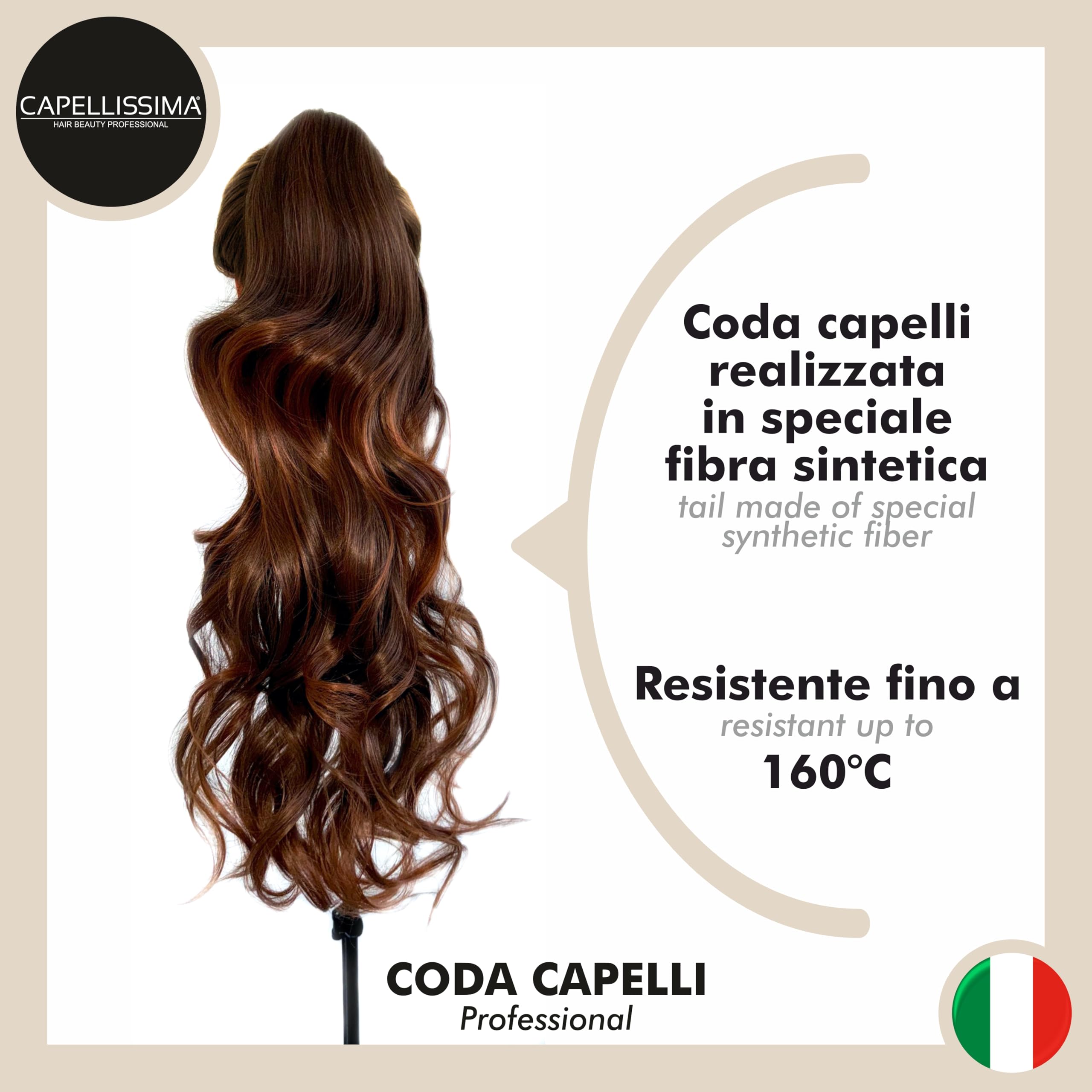 Hair Tail Exstension Brown Ombre Copper Brown Natural Effect Hairpieces for Hair Wavy and Wavy Ponytail - Image 2