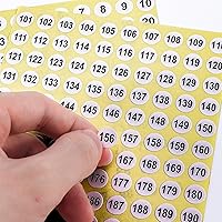 Vista 3 de 50 hojas de pegatinas de números del 1 al 200 de 0.4 pulgadas, pegatinas pequeñas de números, 25 juegos de pegatinas consecutivas autoadhesivas