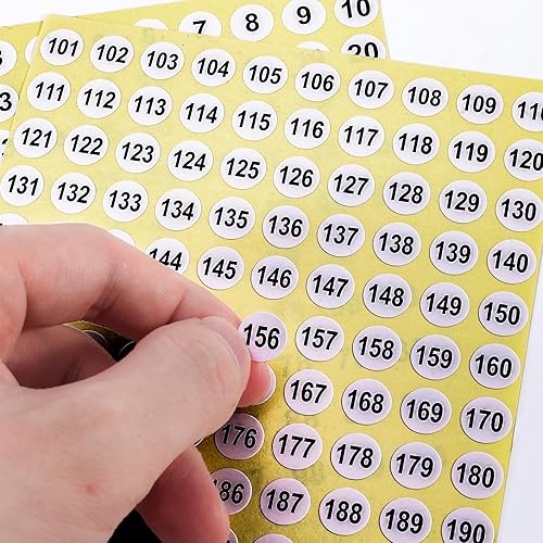 Miniatura 3 de 50 hojas de pegatinas de números del 1 al 200 de 0.4 pulgadas, pegatinas pequeñas de números, 25 juegos de pegatinas consecutivas autoadhesivas