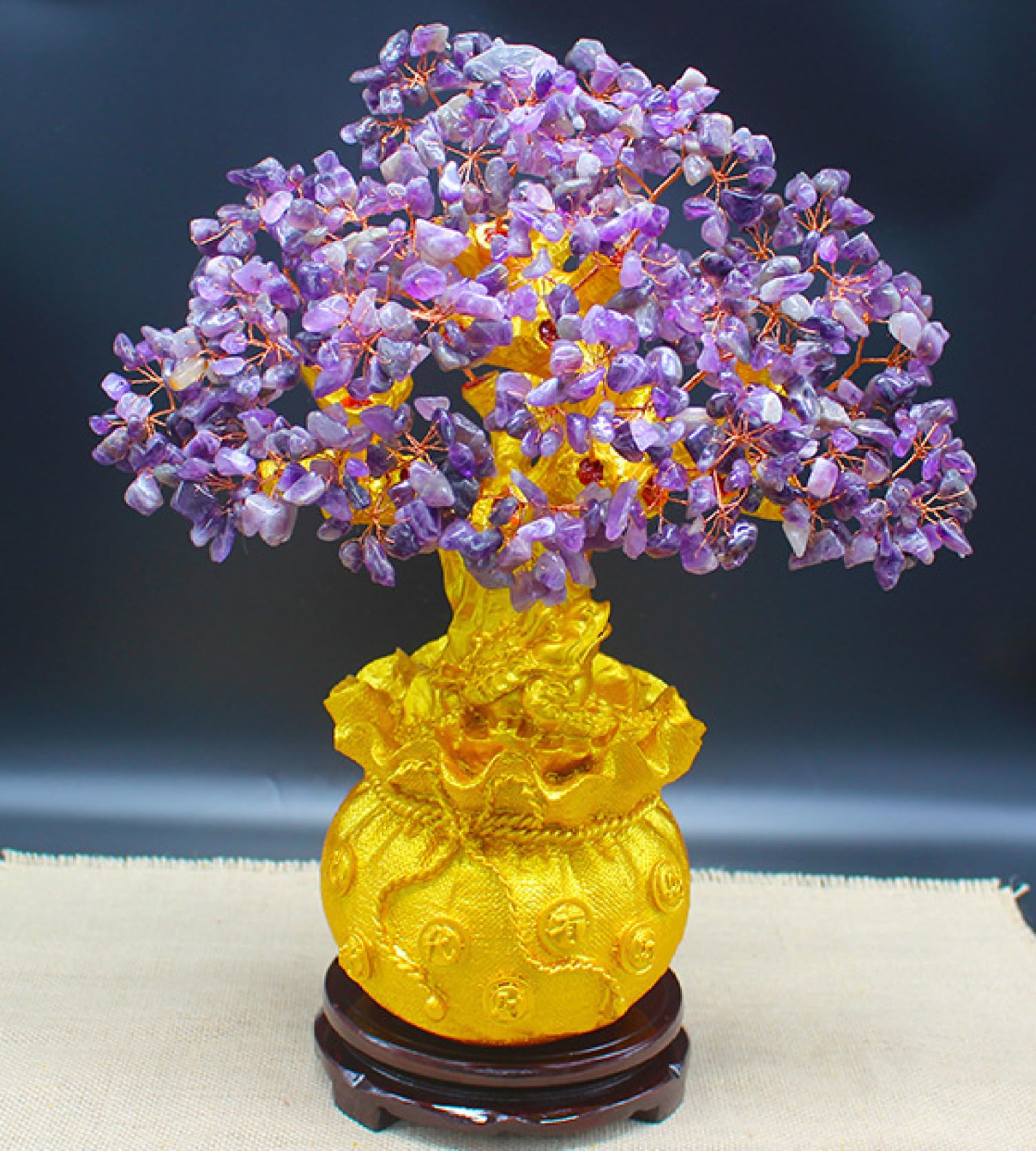 Amazon.co.jp: 玄関置物 金のなる木 招財樹 クリスタル 紫水晶