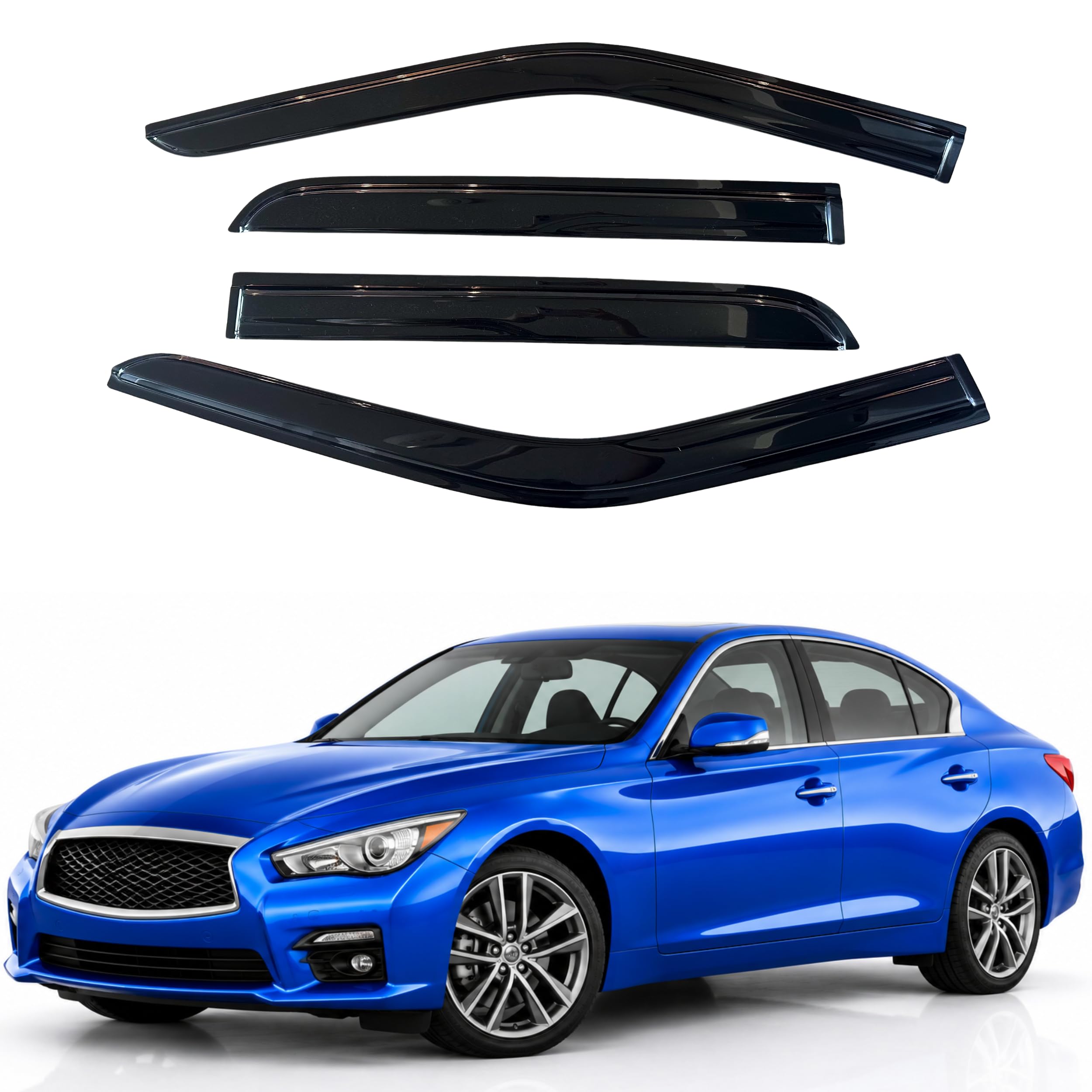 IG Window Visors Fit for 2014-2022 Infiniti Q50, Out-Channel Rain Guards Vent Wind Deflectors 4PC, Car Accessories for 14-22 Infiniti Q50