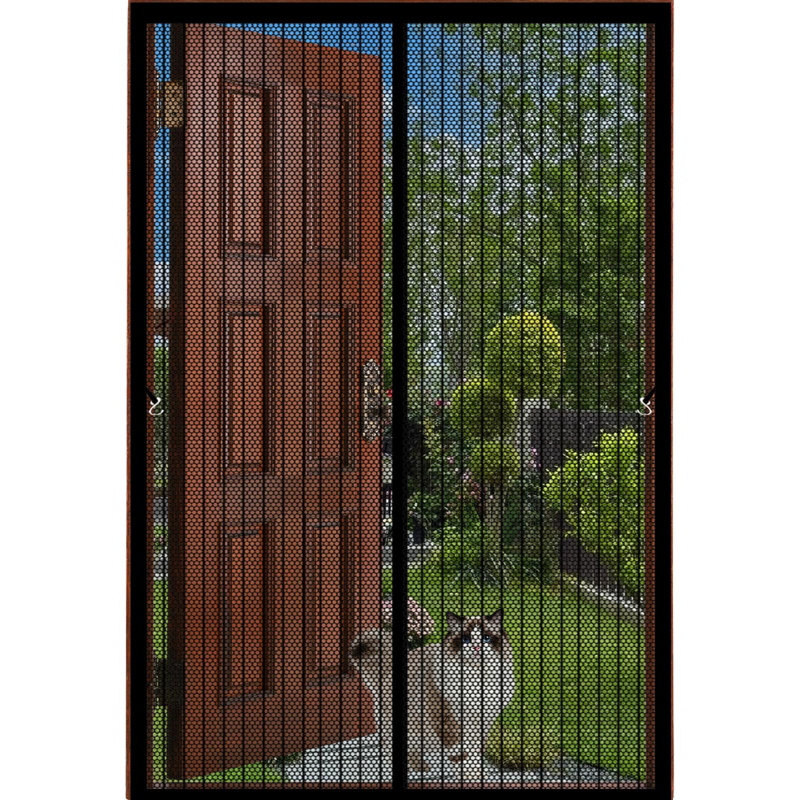 Lijiao Black Fly Screens For Doors 122 X 185 Cm With Powerful Magnets And Full Frame Hook&Loop, No Gap, Keep Bugs Out Lets Fresh Air In, Heavy Duty Fly Door Screen Mesh Kid And Pet Friendly,