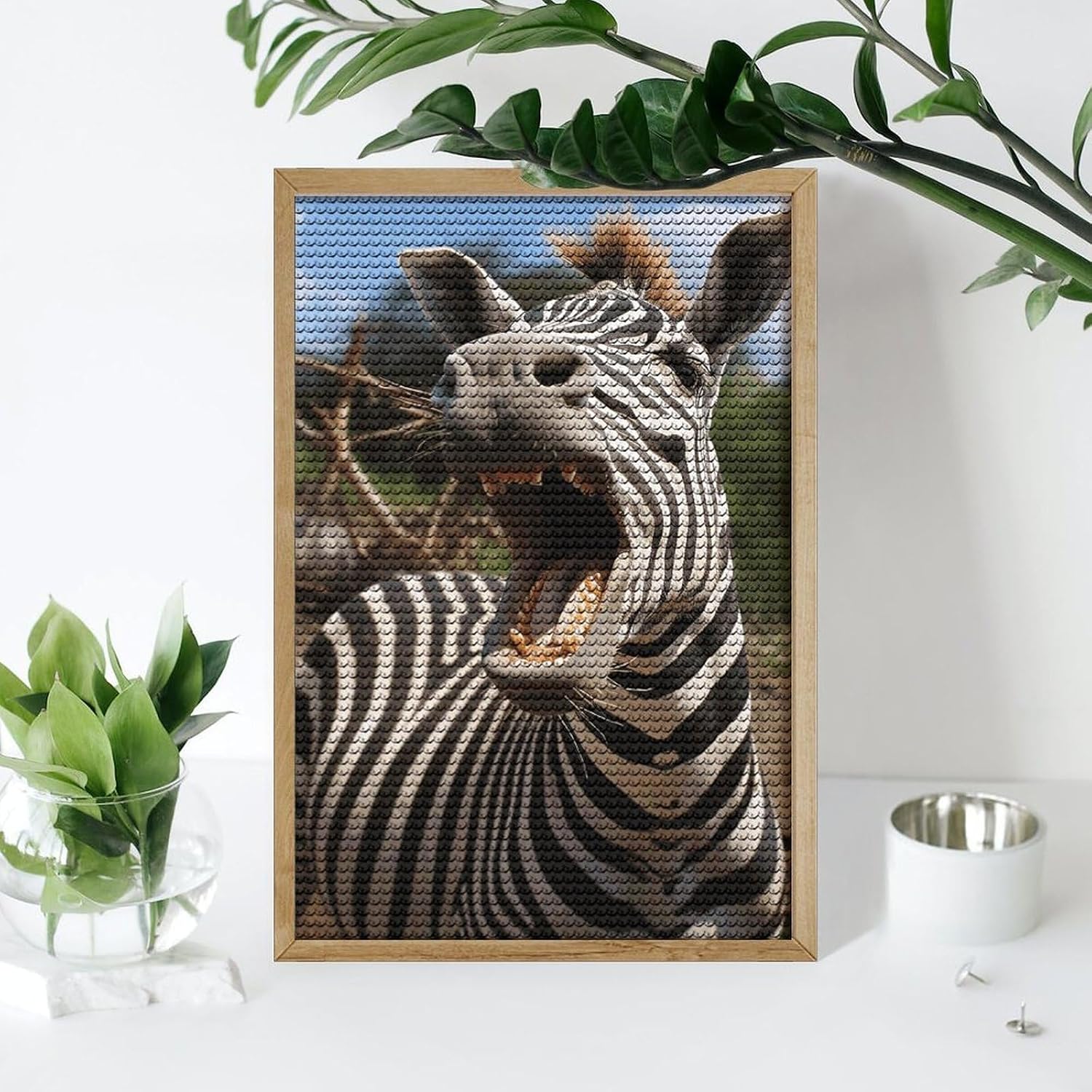 FodPand Funny Zebra Diamond Painting Kits for Adults Beginners 5D Round Drill Diamond Art Kits with DIY Tools Gem Art Crafts for Home Wall Decor Living Room Bedroom Office Decoration 8x12 image 4