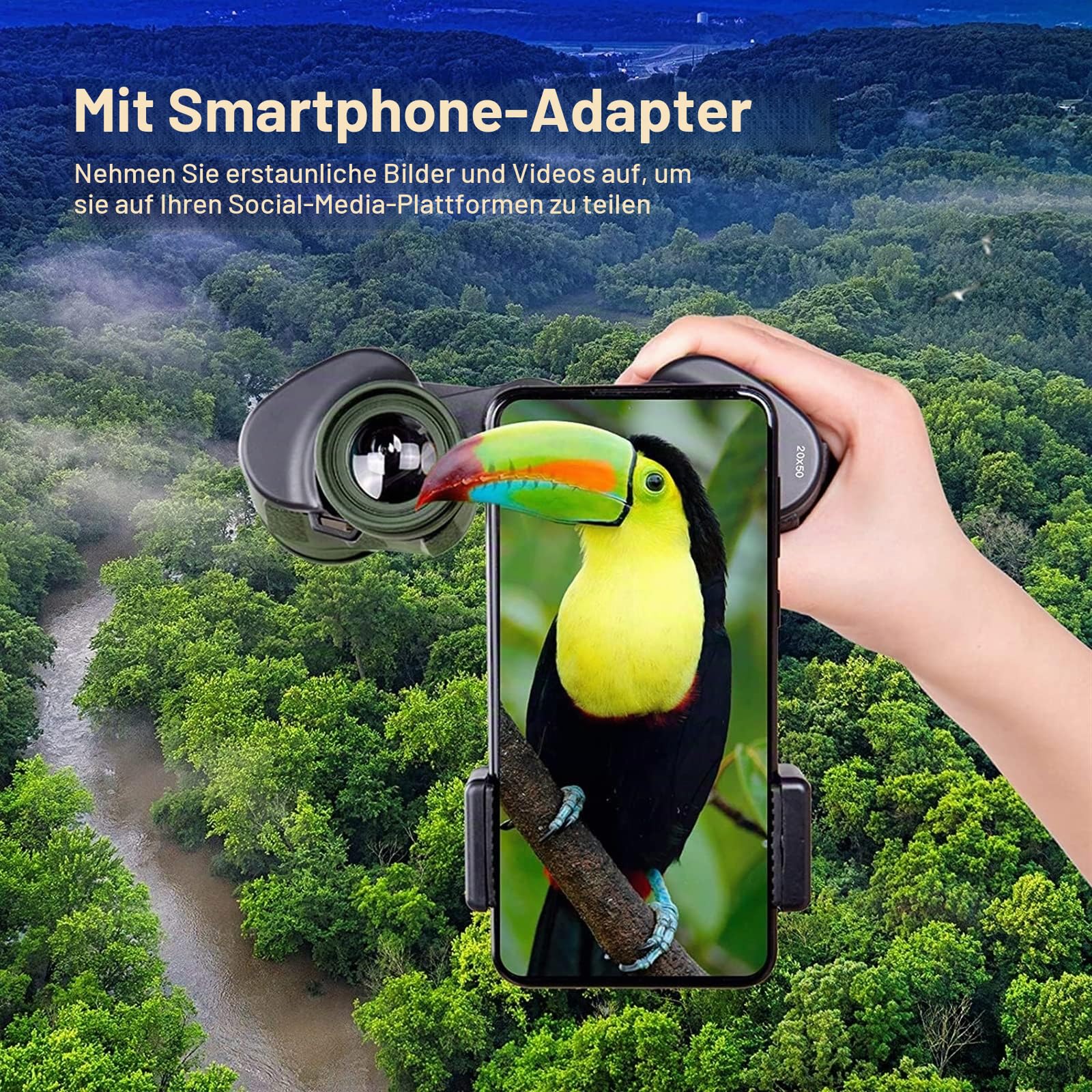 50x50 Jagdfernglas for Erwachsene mit Nachtsicht bei schwachem Licht – 28 mm großes Okular, professionelles wasserdichtes Fernglas for Vogelbeobachtung, Wandern, Konzertreisen mit BAK4-Prisma-FMC-Obje
