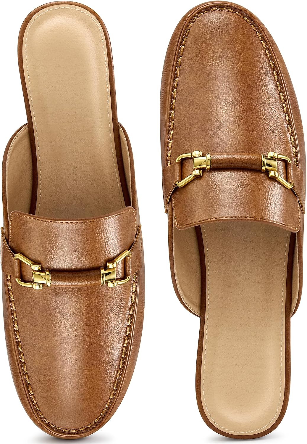 Mules for Women Flats Shoes Backless Slip On Loafers | Lightweight, Buckle Design, Round Toe, Soft Insole, Non Slip Sole, Dressy Casual, Office Work Business, Daily Wear