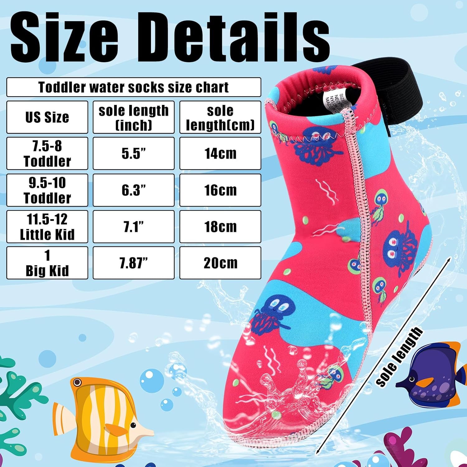 Kids Water Socks 3mm Neoprene Socks for Kids Warm in Cold Water Swim Boots Toddlers Diving Boots Anti-Slip Wetsuit Sand Shoes for Beach Volleyball - Image 2