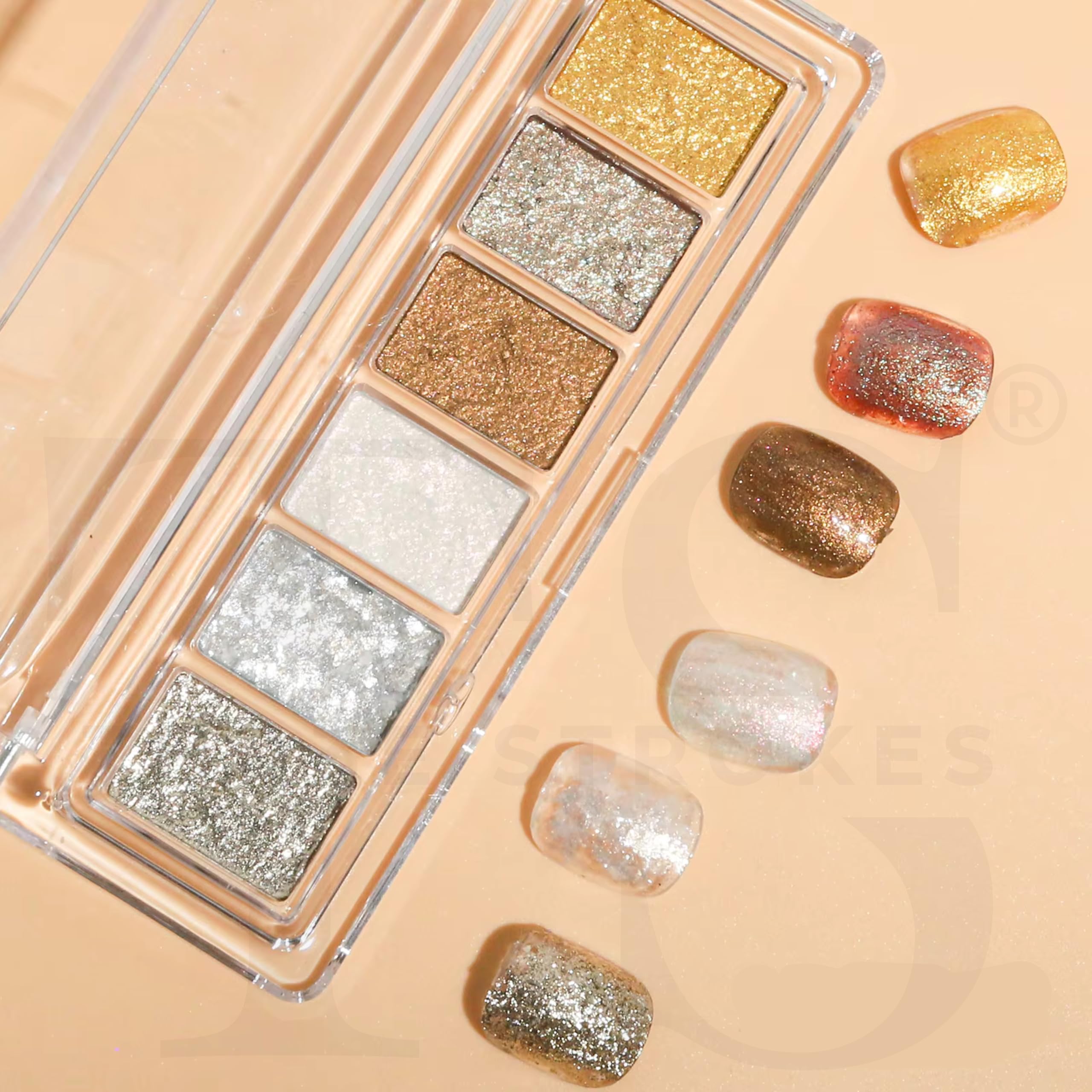 THR3E STROKES 6 Colors Solid Opal Aurora Nail Powder Set, Iridescent Aurora Pigment Holographic Chameleon Sparkly Flakes Glitter Dust Kit for Gel Polish Nail Art Decoration (Bling)-image-8