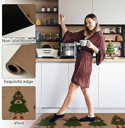 Miniatura 4 de Yinhua Tapetes de cocina de Navidad para piso, tapetes de goma antideslizantes de cocina de perfil bajo para piso, lindas alfombras de cocina de