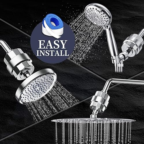 Miniatura 9 de EMBATHER - Filtro de ducha de 20 etapas para agua dura, elimina clorofluorurometales pesados, filtro suavizante de ducha de alto rendimiento para