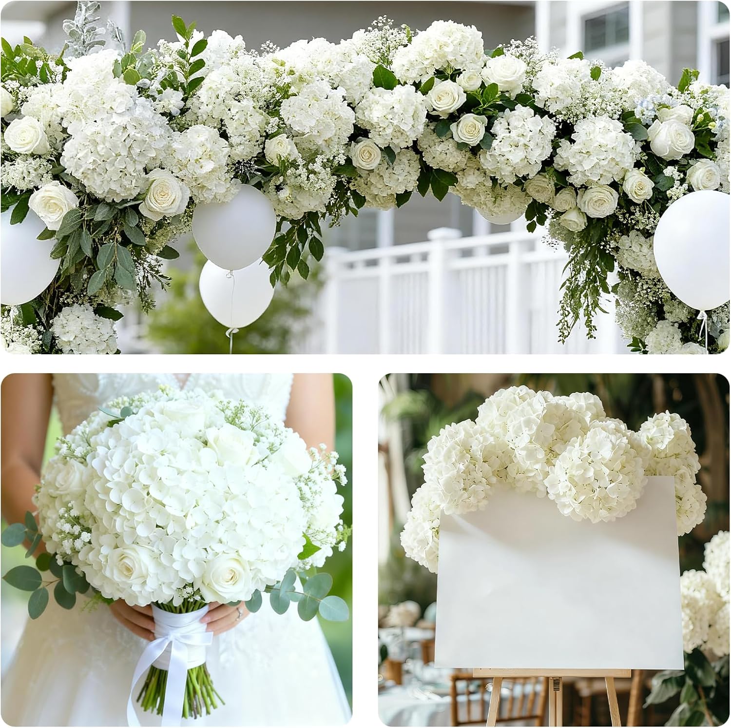 4Pcs Realistic White Hydrangea Artificial Flowers with Stems 19.68 Inch Latex Faux Hydrangeas Flower Real Touch Large Hydrangea for Weddings Bouquets Table Office Centerpieces Home Decor Party - Image 9