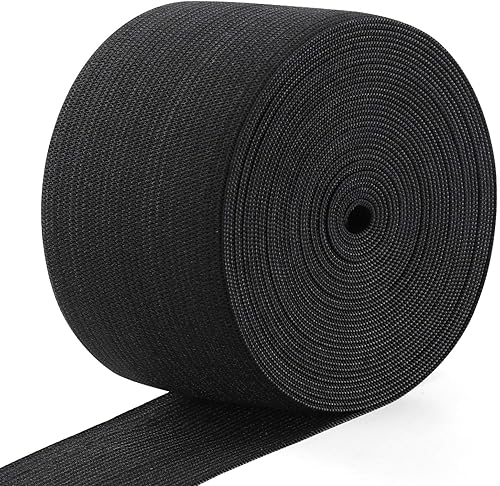 Bobina elástica de punto elástico pesado de 5 yardas (negro, 5 yardas x 2 pulgadas)
