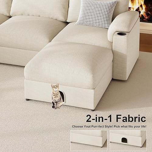 Miniatura 7 de Sofá modular modular para sala de estar, sofás de felpilla de gran tamaño en forma de U, sofá cama convertible en forma de U, cojín desmontable y