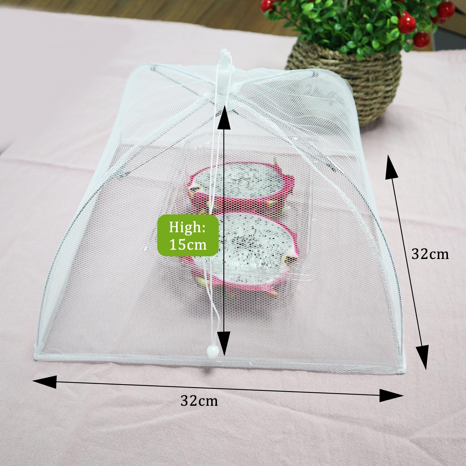 CONNECTION 3 Pezzi Coprivivande 32 × 32 cm Coprivivande a Rete Pieghevole Anti Insetti Coprivivande in Rete Copertura Alimentare Pieghevoli Copri Alimenti per Cucine Esterni Cibo Frutta Barbecue Feste