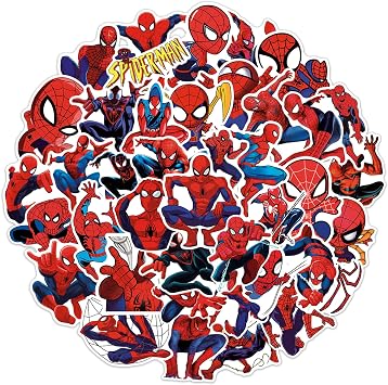 50pcs Spiderman Stickers for Kids, Cool Waterproof Vinyl Decal for Teen Adult Boy Laptop, Travel Case, Phone, Bike, Water Bottle, Guitar, Computer, Skateboard