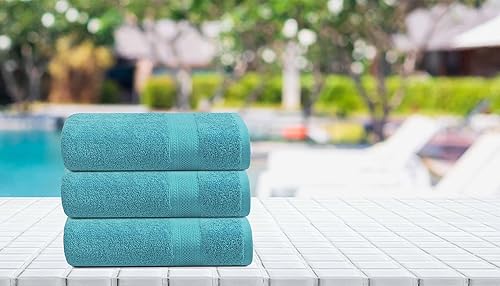 Miniatura 28 de Medium Size Bath Towels Set of 6 – 100% Cotton Terry – 24" x 48" – Quick Dry, Soft & Highly Absorbent – Black Towels for Bathroom, Gym, Spa, Pool &