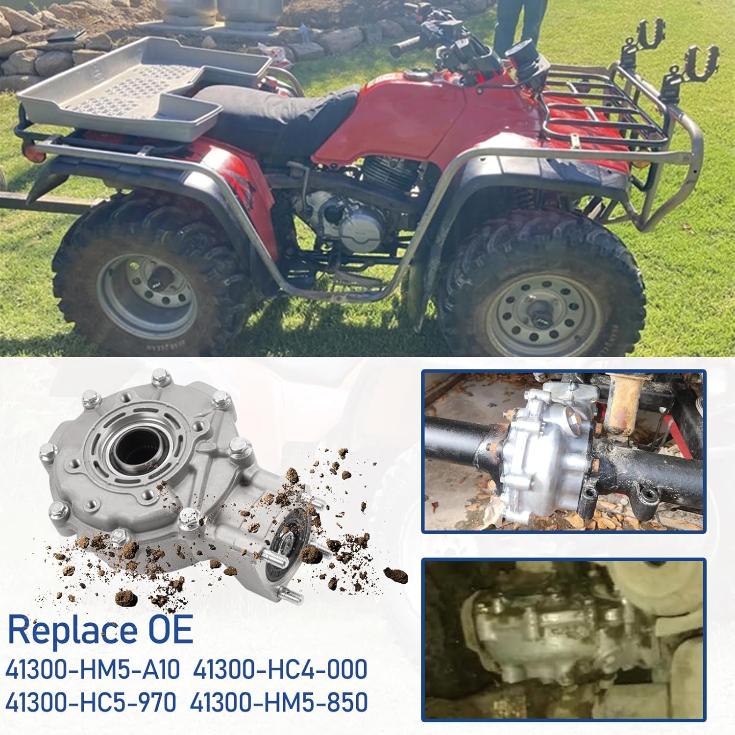 Complete Rear Differential Compatible with 1988-2000 Honda Fourtrax 300 TRX300 TRX300FW 4X4 Replace OE 41300-HM5-A10