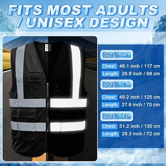 Chicingyou Cooling Vest with 8 Ice Packs, Summer Reflective Safety Vest for Adult, Hot Weather, Sports, Outdoor Activities