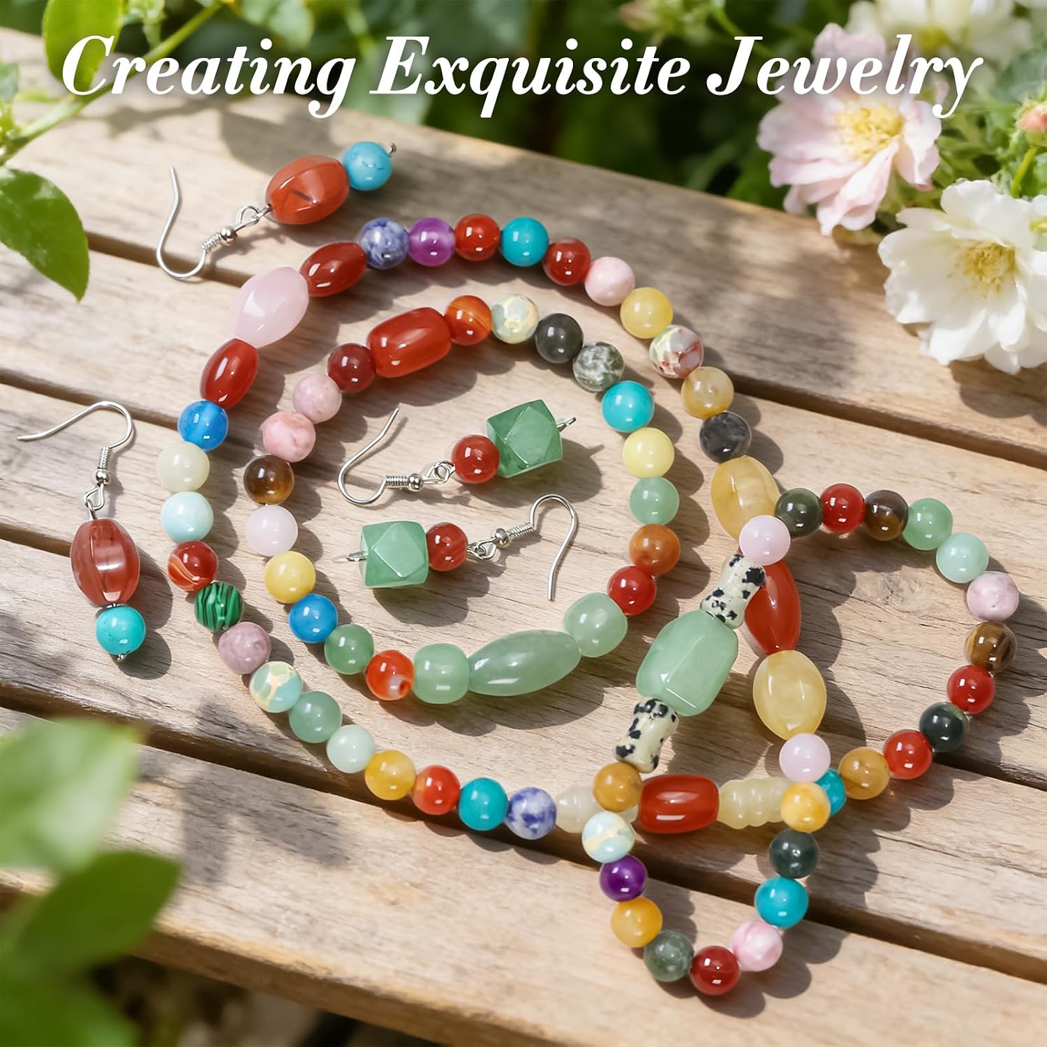 Natural Gemstone Beads for Jewelry Making, Assorted Mixed Stone Beads for DIY Crafts Bracelets Necklace Earrings (0.4 lb)