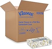 Kleenex Professional Facial Tissue for Business (03076), Flat Tissue Boxes, 12 Boxes / Convenience Case, 125 Tissues / Box, 1,500 Tissues / Case