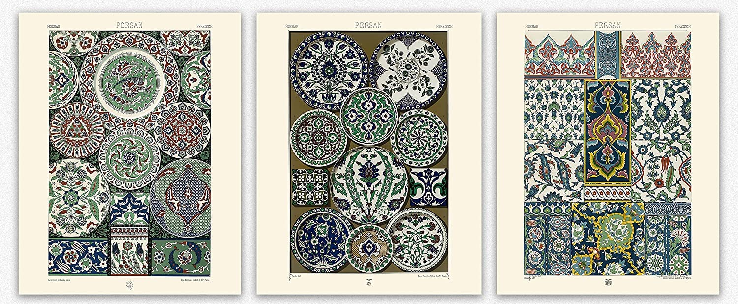 Tableau decoration murale abstrait geometric boho set de 3 affiches pour salon