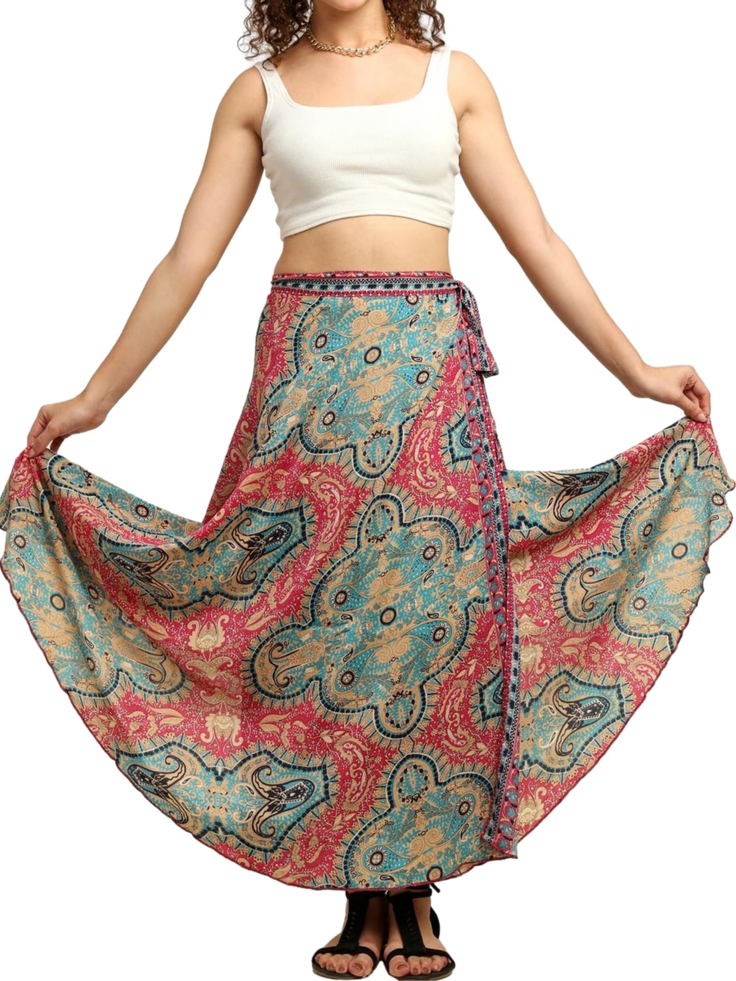 ke kanhaexports KE Kanha Exports Skirt for Woman & Women Dresses 3 in 1 Convertible Dress for Woman, Wrap Around Long Skirt Halter Maxi Dress for Women Stylish Western Boho Printed-picture-39