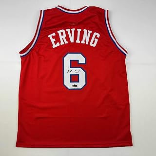 Facsimile Autographed Julius Dr. J Erving Philadelphia Red Reprint Laser Auto Basketball Jersey Size Men's XL
