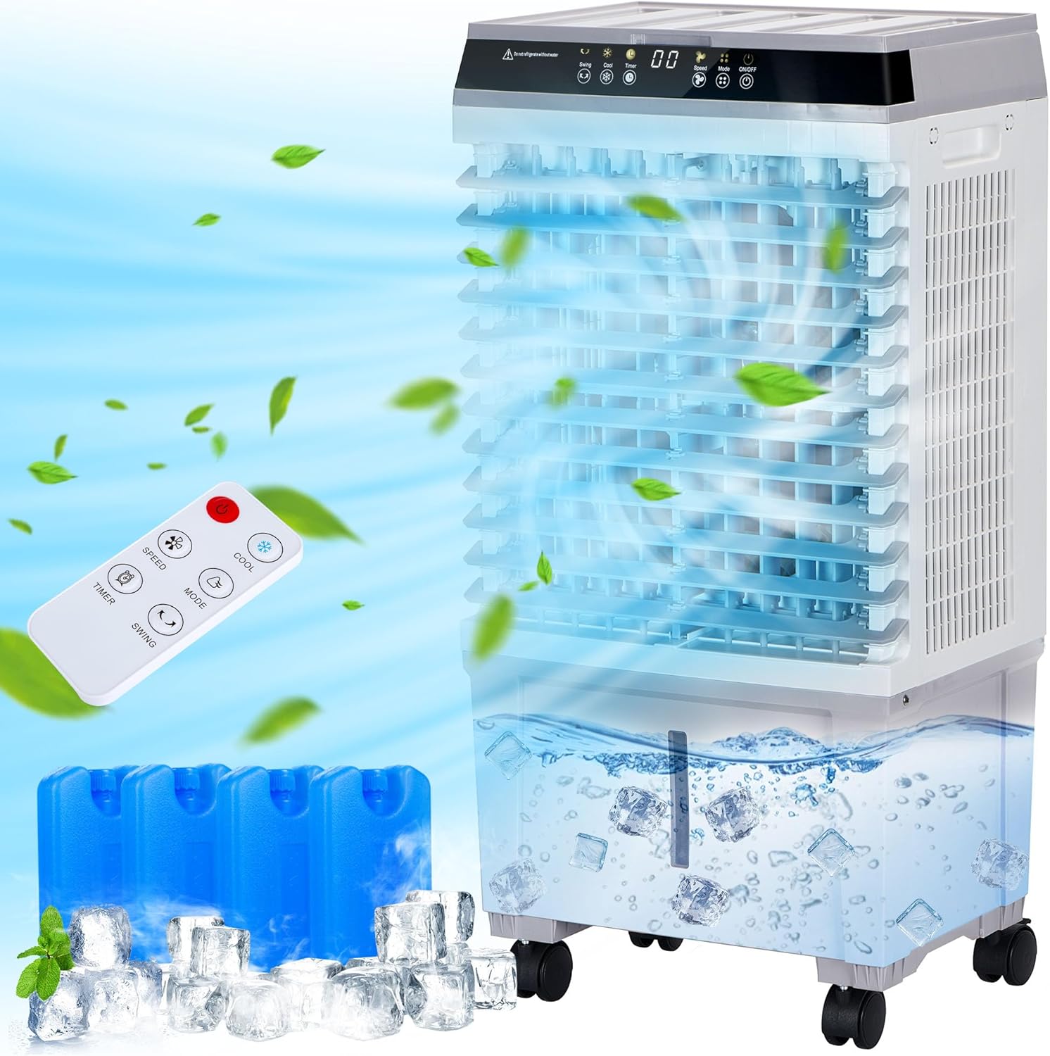 Swamp Coolers, Evaporative Air Cooler with 12H Timer, 5.3-Gal Tank, Evaporative Cooler with 120° Oscillation, 3 Speeds, Cooling Fans for Indoor Outdoor Use, Dark-Ggrey