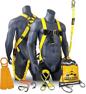 KwikSafety - SCORPION Safety Harness [w/Attached 6ft Lanyard] Safety Harness Fall Protection Kit ANSI OSHA
